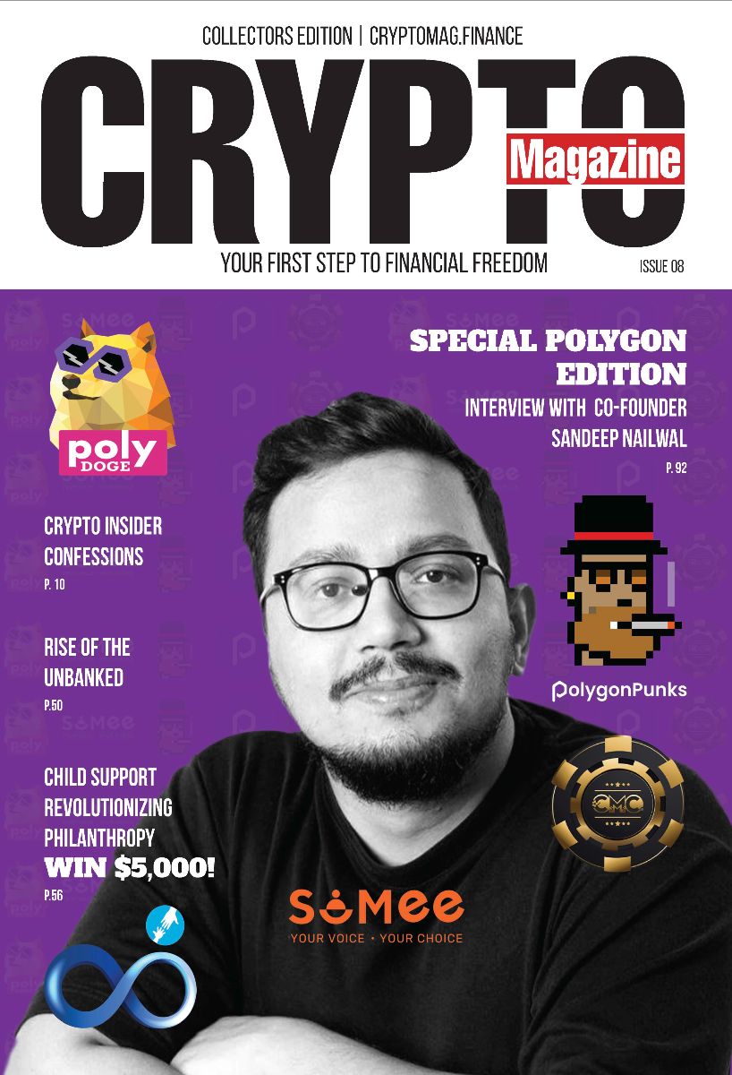 Crypto magazine front cover with man